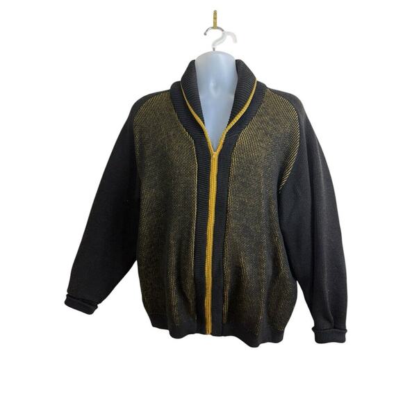 Seattle Knitting Mills Penguin Cardigan Mens Size L Black Vintage 60's Sweater - Picture 3 of 14